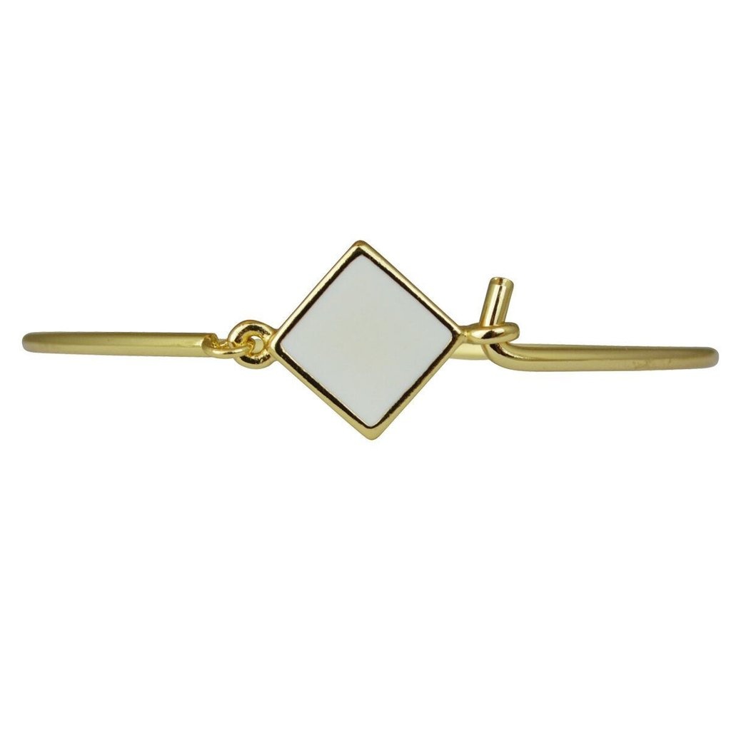 Couture Select Hinged Wire White Bangle (Goldtone)
